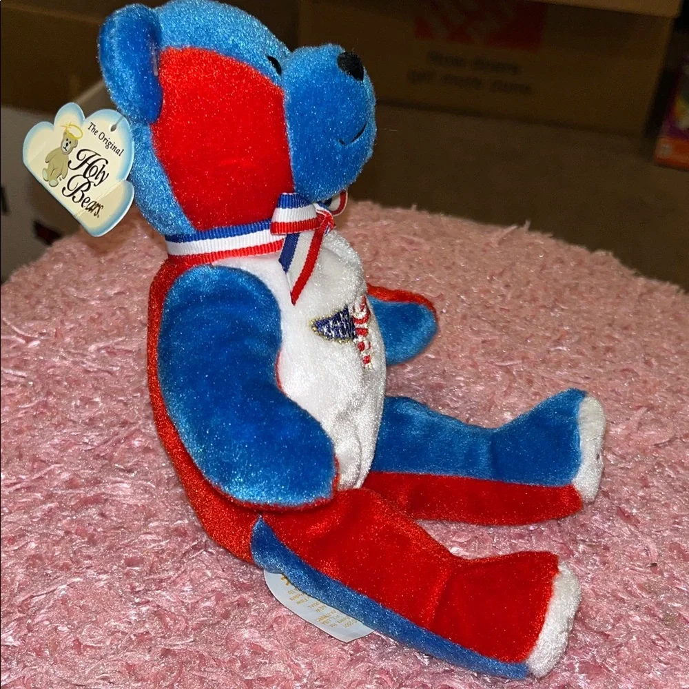 Holy Bears Allegiance Plush  bear with Patriotic Ribbon